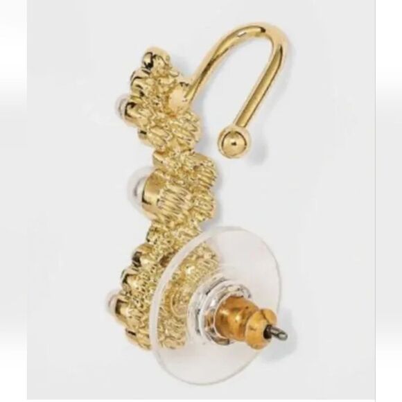 NWT Sugarfix BaubleBar Gold Pearl Gem Earring - Picture 3 of 4